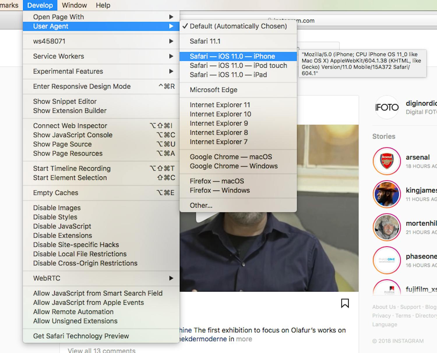 Skjermbilde fra Safari